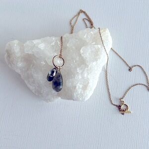 Elegant Gold Tone Necklace with Green and Crystal stone Pendant